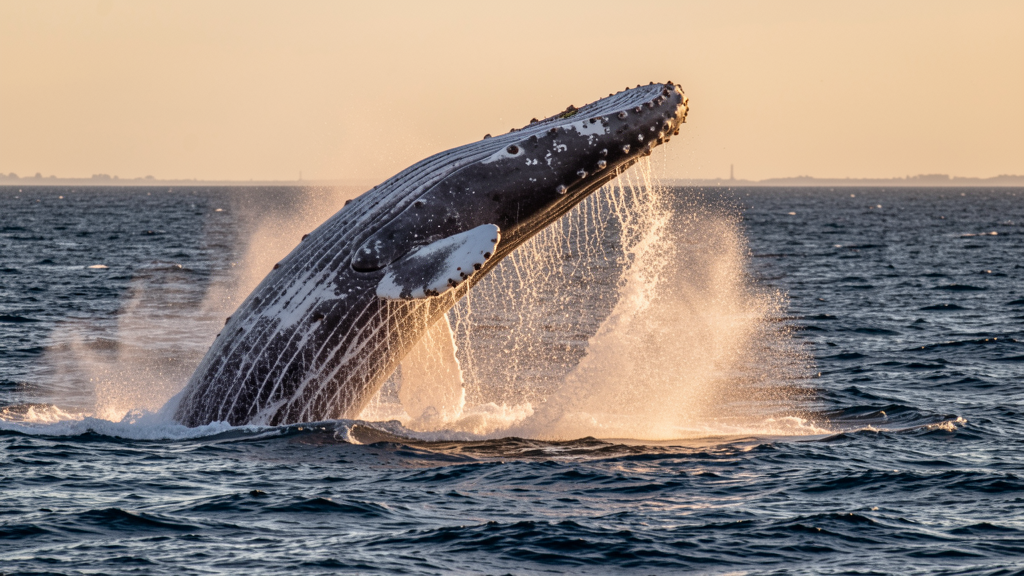 Gray whale breaching off the California coast