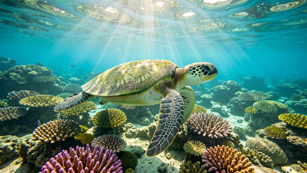 Sea turtle swimming in Florida Keys waters