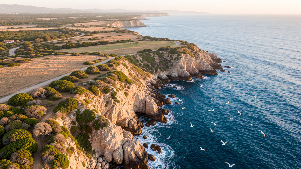 Scenic US coastline with clear blue water and marine environment